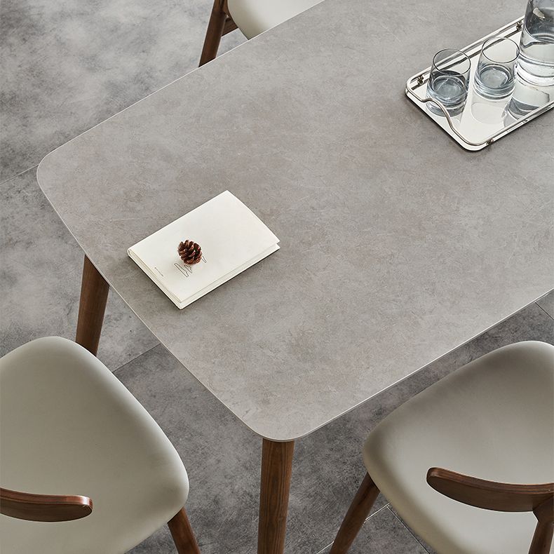 Mesa de madera de madera sólida Mesa Moderna Modern Rectangle Mesa de piedra sinterizada