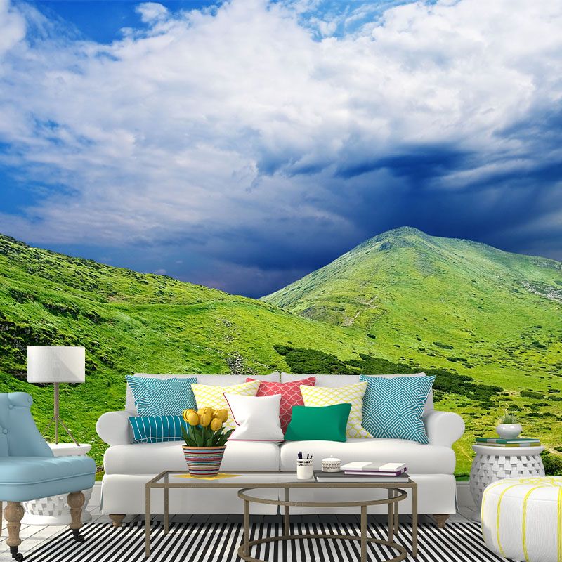 Beautiful Lake in Mountain Mural for Bedroom Landscape Wall Art in Green, Made to Measure