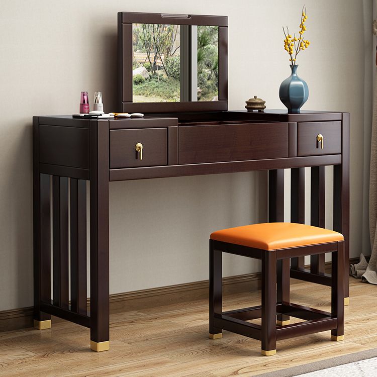 Traditions Rubberwood Vanity Set with Mirror 15.75"" Wide Brown Vanity