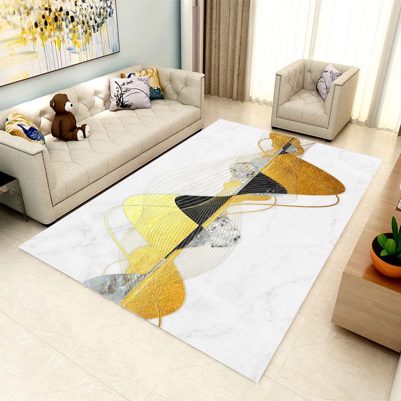 Light Gray Modern Rug Polyester Graphic Rug Stain Resistant Rug for Living Room