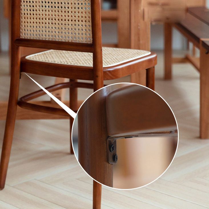 Silla de madera maciza de estilo tradicional, sillas laterales de comedor con respaldo abierto para cocina