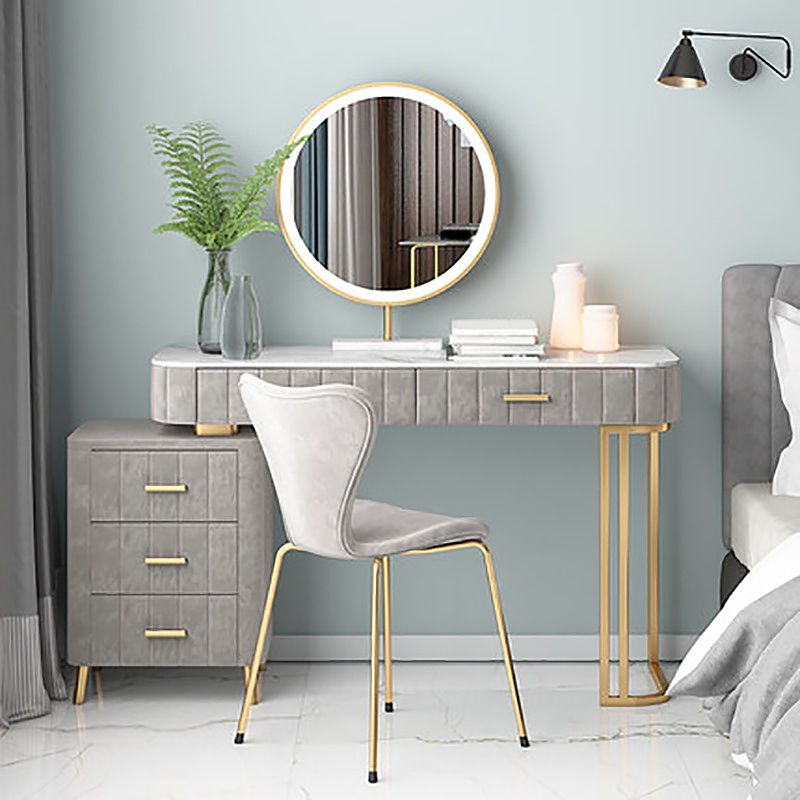 Modern Vanity Dressing Table Slate Top Vanity Makeup Table Set