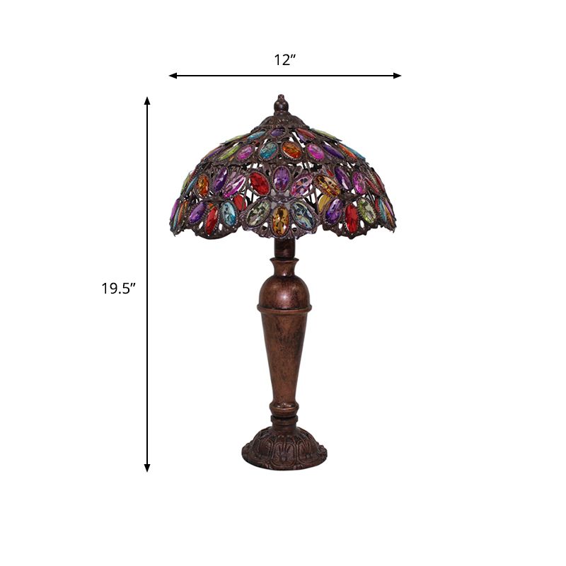 1 lampadina da tavolo da notte art deco cupola lampada da comodino in rosso in rosso/giallo/verde per soggiorno