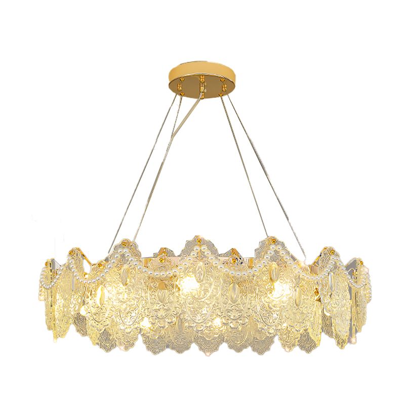 Modern Metal Ceiling Lamp Geometric Shape Island Light with Glass Shade for Bedroom