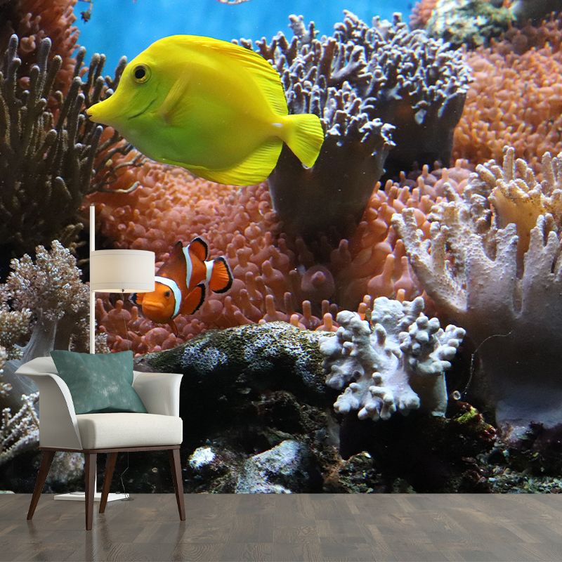 Photography Seabed Mural Decal Blue Wall Decor for Living Room, Custom Size