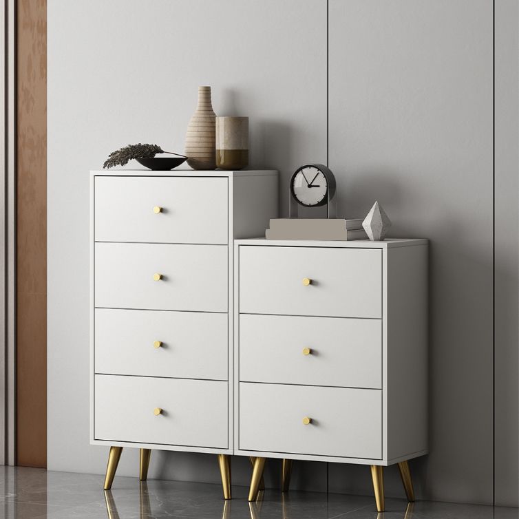 Vertical Glam Storage Chest Wooden Soft-Close Drawers Dresser with Metal Feet