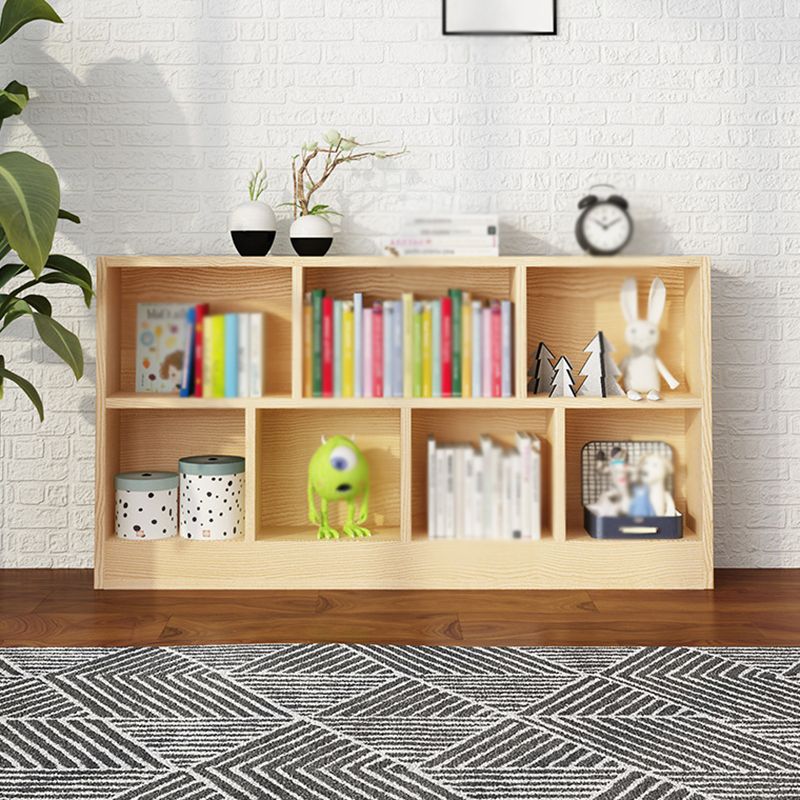 2/3-Shelf Natural Modern Bookshelf Pine Wood Geometric Closed Back Bookshelf