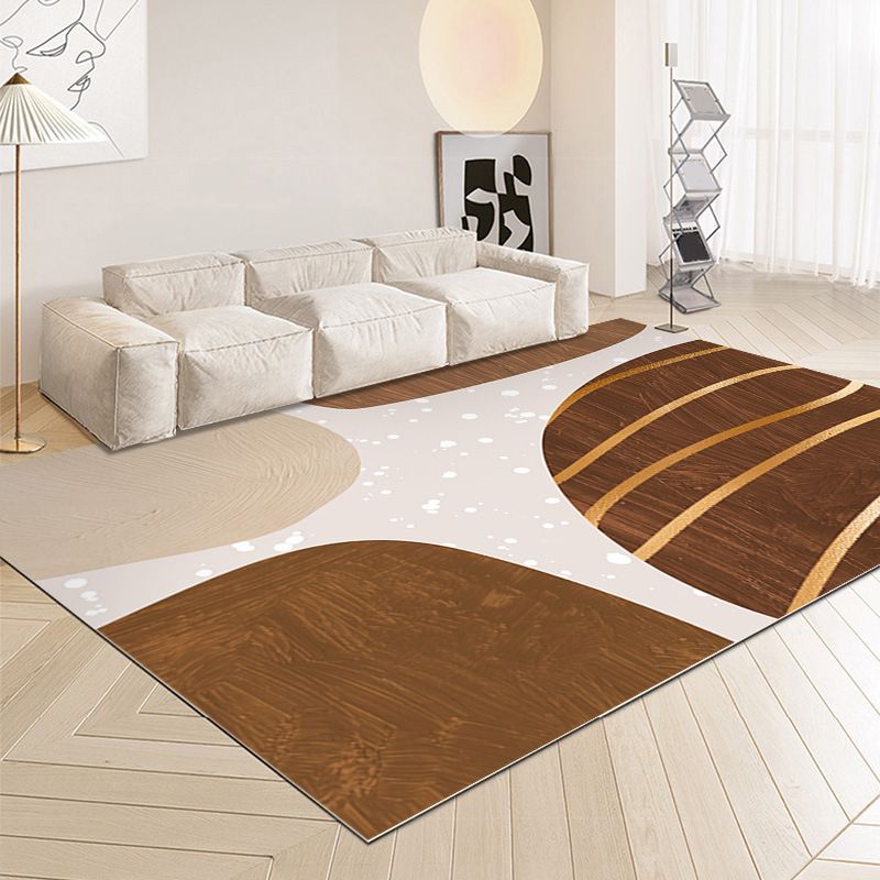 Dark Brown Color Lump Rug Polyester Modern Rug Washable Rug for Living Room