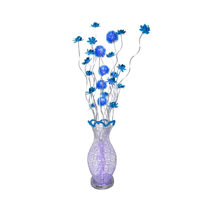 LED LED AZUL LÍNEA DEL PISO LIGHT ARTE LAMPLA DEL PISO de urna de aluminio con decoración floral
