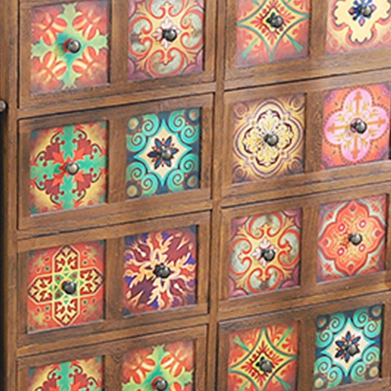 Traditional Brown Storage Chest Vertical Lingerie Chest with Drawers