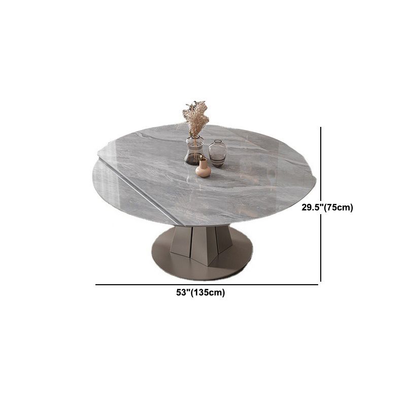 Stone Top Dining Table Modern Round Dining Table with Pedestal Base in Grey