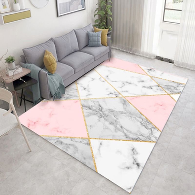 Veelkleurig geometrisch tapijt Katoenmix Eigentijds binnentapijt Gemakkelijk te onderhouden Huisdiervriendelijk tapijt voor decoratie