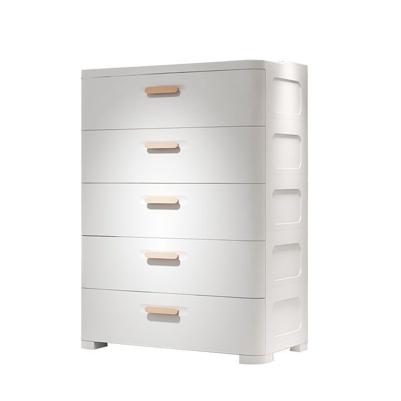 Contemporary Vertical Plastic Kids Nightstand with 5 Drawers for Bedroom