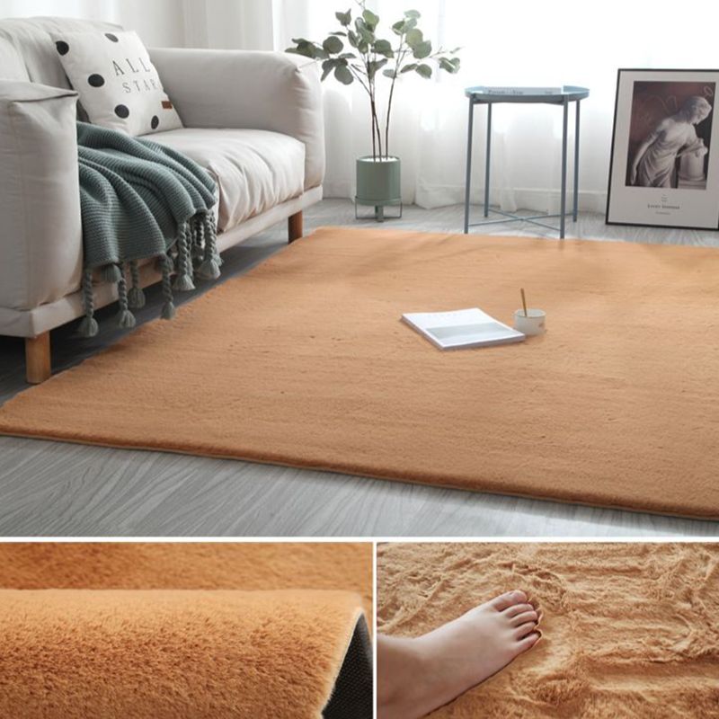 Casual Indoor Room Area Rug Gray Solid Color Rug Polyester Washable Carpet