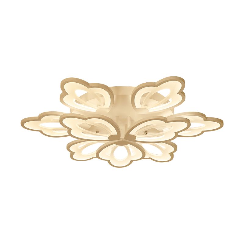 Brocco floreale a fiuto moderno acrilico moderno 3/5/9 luci camera da letto a filo a sfioramento del soffitto in bianco/calda/naturale luce