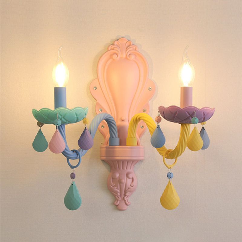 Metal Wall Sconce Lighting Macaron Multi-Color Wall Light Fixture for Bedroom