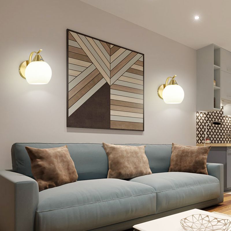 Glass Global Sconce Light Fixture Simplicity Style Gold Wall Lighting Fixture for Living Room
