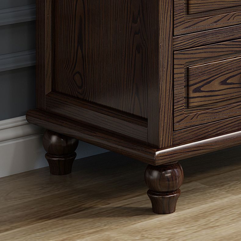 Contemporary Accent Chest with 5 Drawers and Bun Feet in Solid Wood