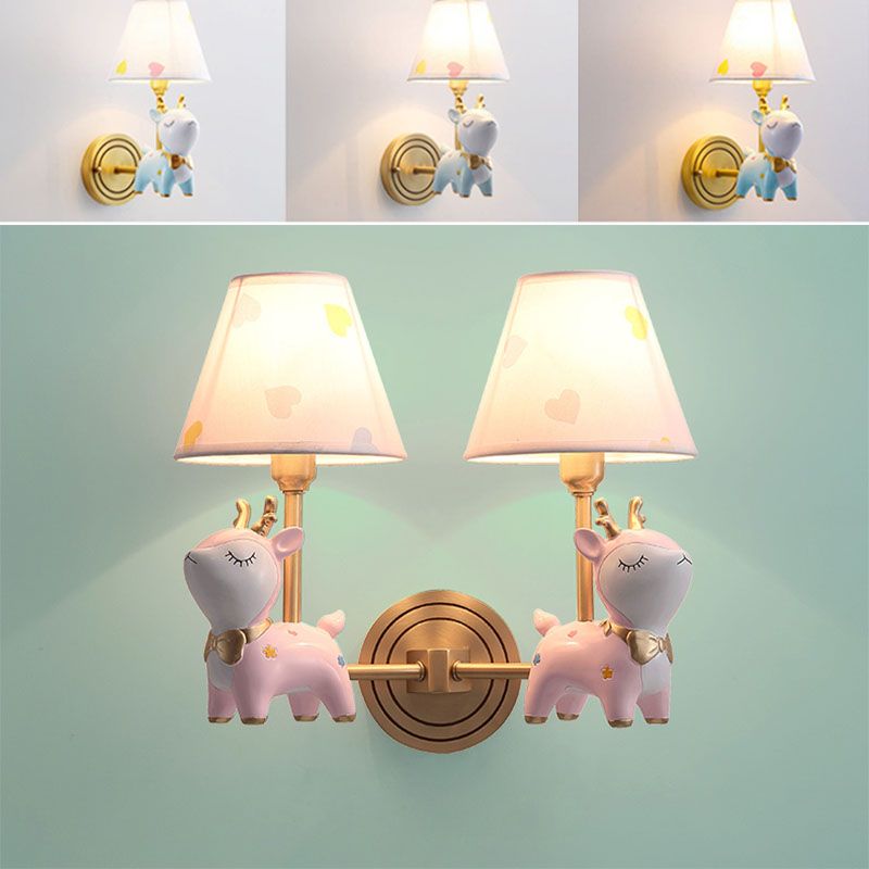 Minimalist Style Wall Sconce Lighting Deer Sconce Light Fixture with Fabric Shade