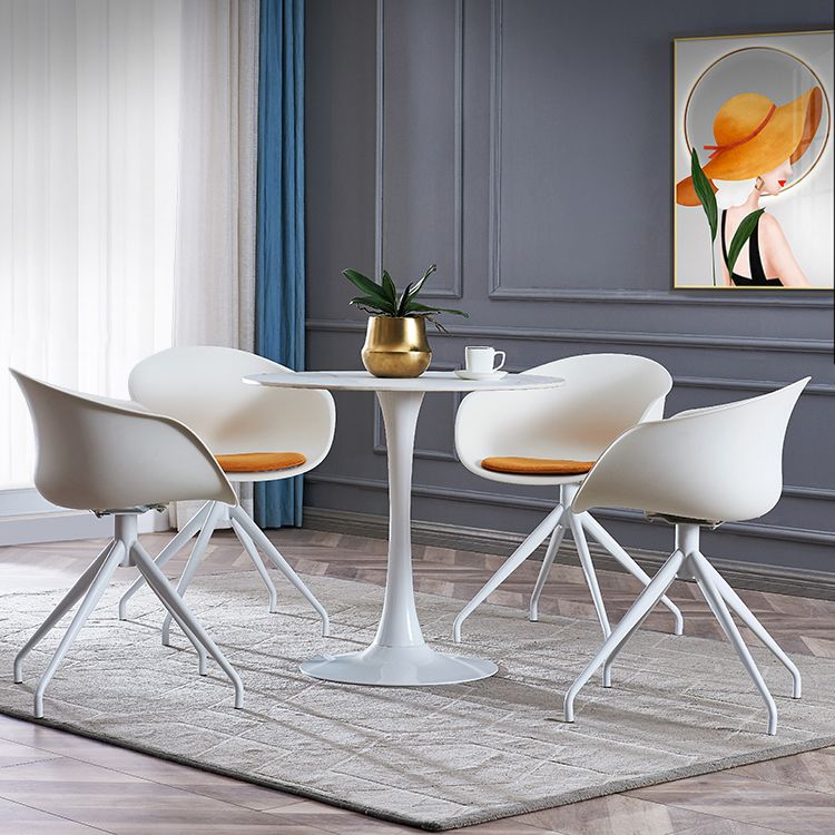 Round Sintered Stone White Dining Table Minimalist Tulip Base Table for Dining Room