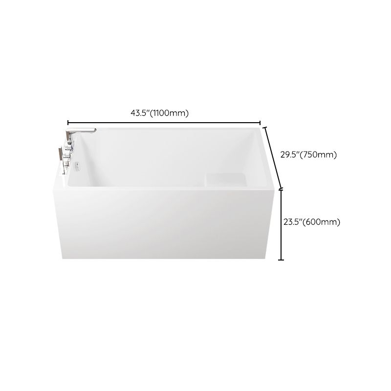 Contemporary Style White Acrylic Tub Rectangular Soaking Tub for Home