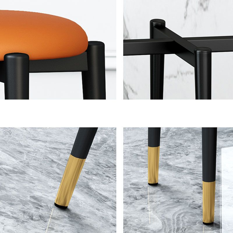 Luxury Ottoman Velvet Tear Resistant Metal Legs Solid Color Round Ottoman