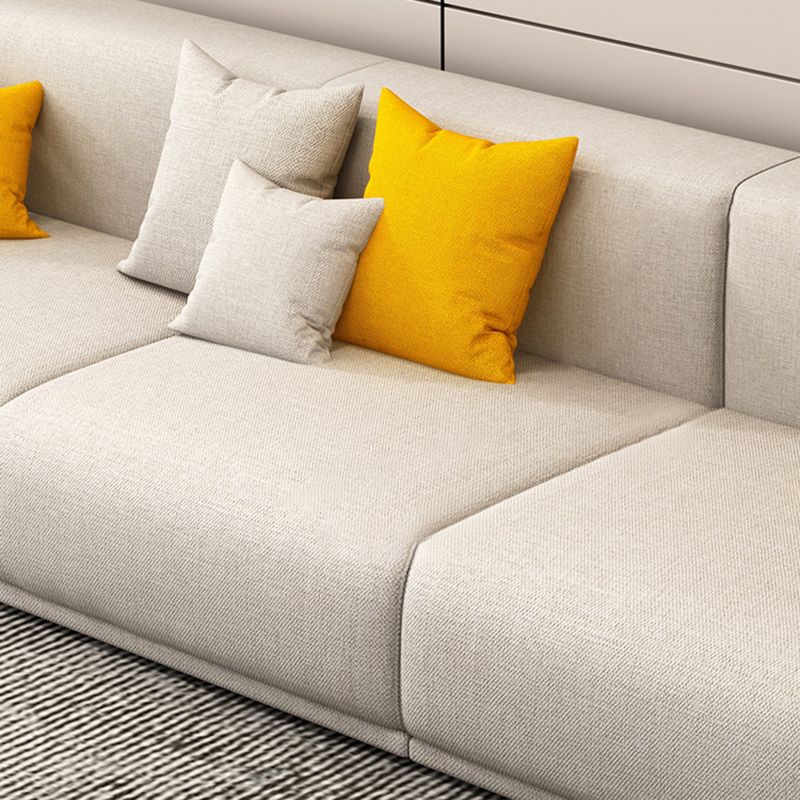 Stationary Slipcovered Cotton Living Room Square Arm Loose Back Sofa
