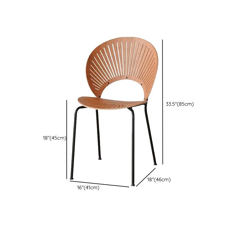 Metal Base Dining Chairs Modern Style Open Back Armless Chair