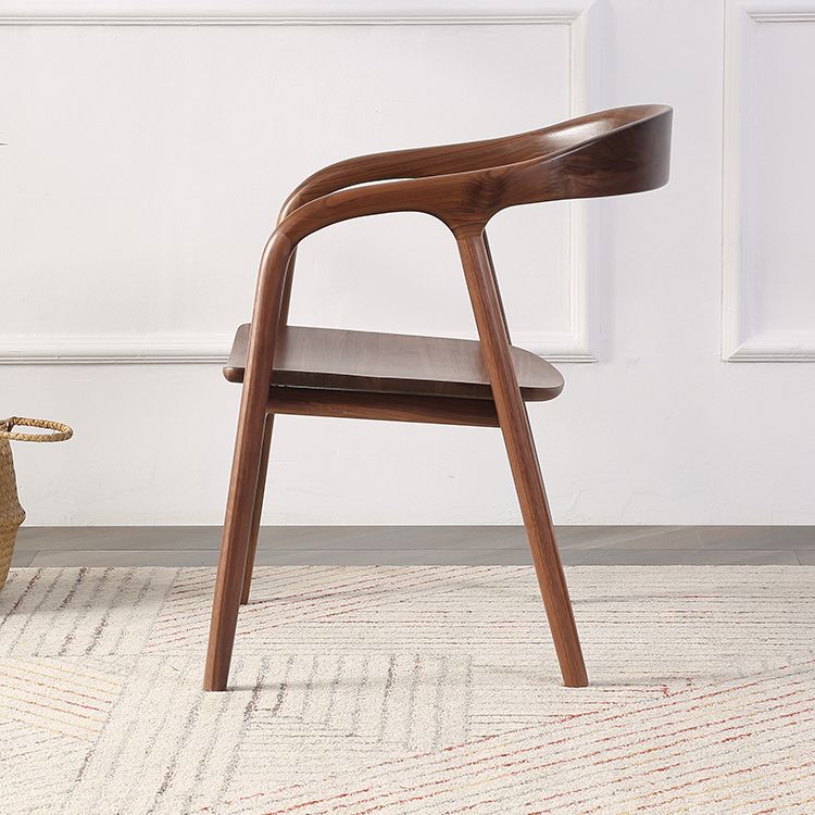 Contemporary Tea Room Wood Arm Chair Walnut and Natural Open Dining Chair