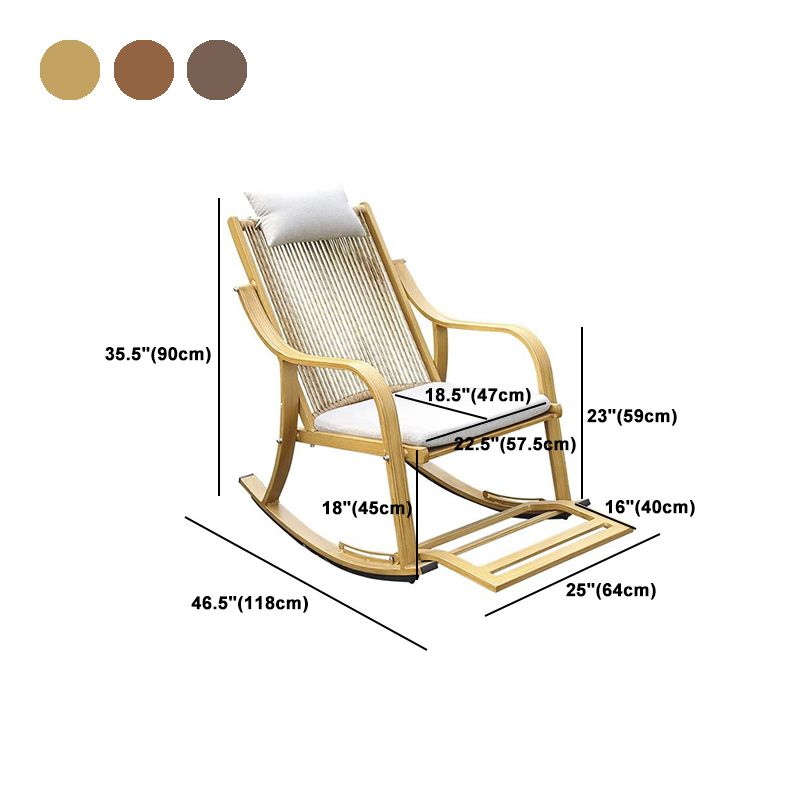 Ergonomic Wicker Rocking Chair with Cushion Spindle Rocking Accent Chair for Outdoor