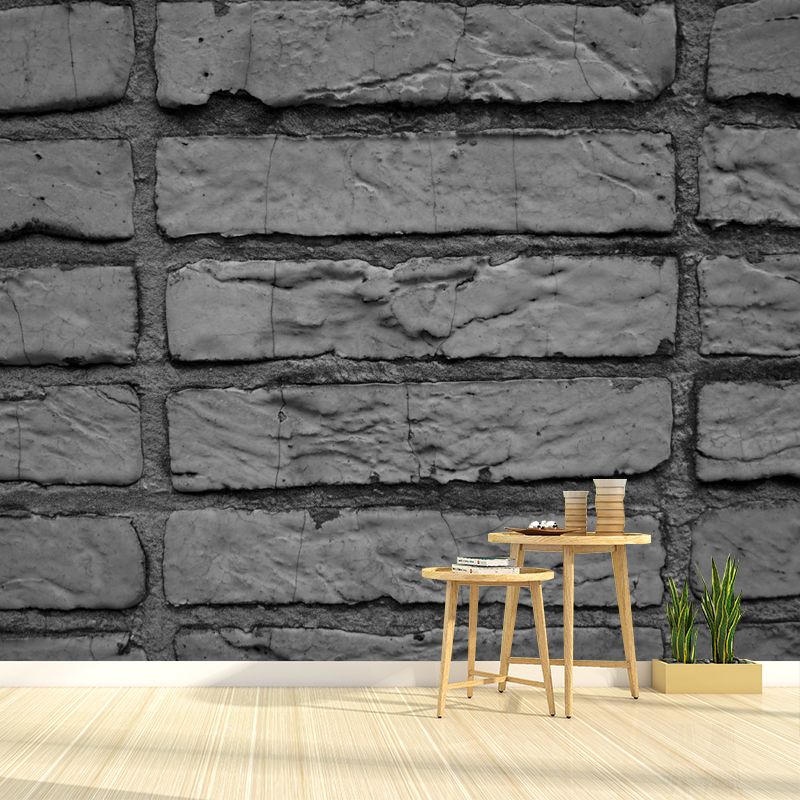 Dark Brick Background Removable Wall Mural for Sitting Room, Moisture Resistant