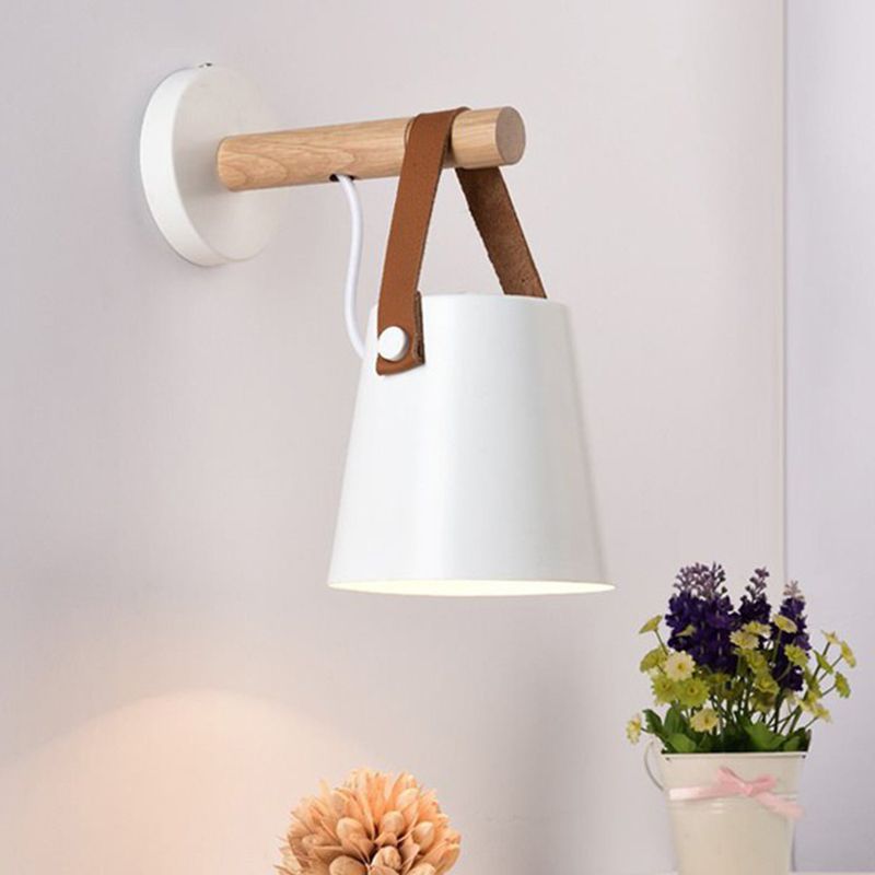 Retro Style Wood Wall Light Bowl Shape 5" Wide Wall Sconce for Living Room