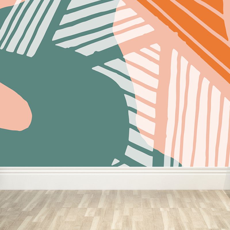 Modern Abstract Graphic Mural Non-Woven Textured Stain-Proof Soft Color Wall Art for Bedroom