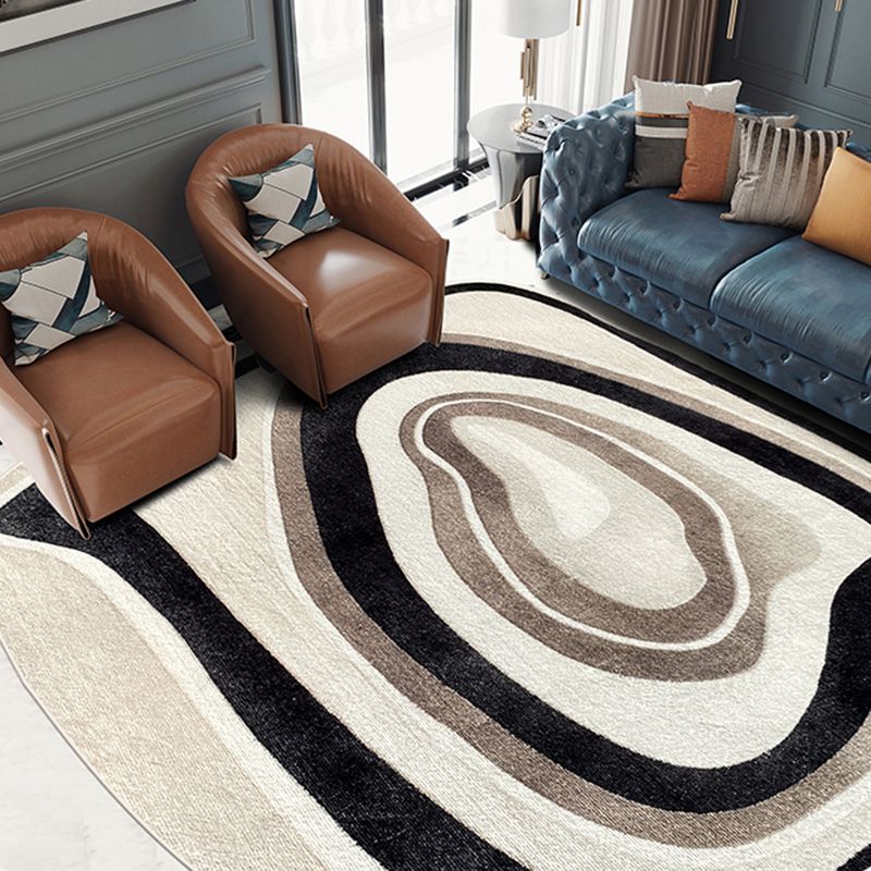 Schwarzer Wohnzimmer Teppich abstraktes Muster Polyester Fläche Teppich widerstandsfähiger Teppich für Wohnkultur