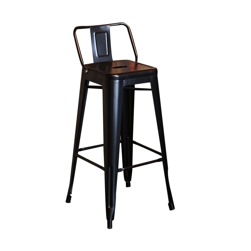 Industrial Black Metal Counter Stools Low Back Bristol Bar Stools with Square Seat