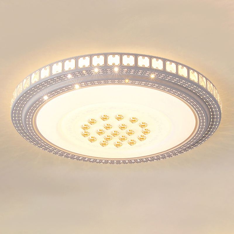 Modern Simple Crystal LED Ceiling Lamp Round Shape Flush Mount for Living Room
