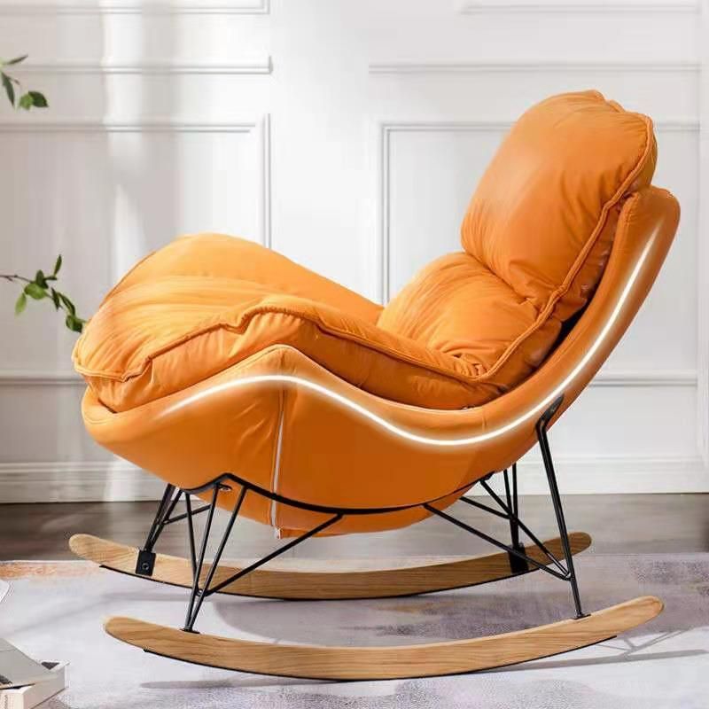 Blue Modern Rocking Chair Upholstered Rocker Chair for Home Decor