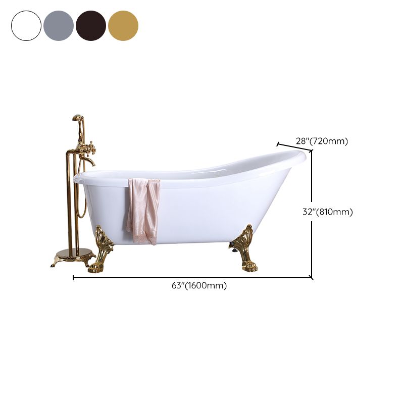 Acrylic Soaking Bathtub Antique Finish Oval Freestanding Bath Tub (Faucet not Included)