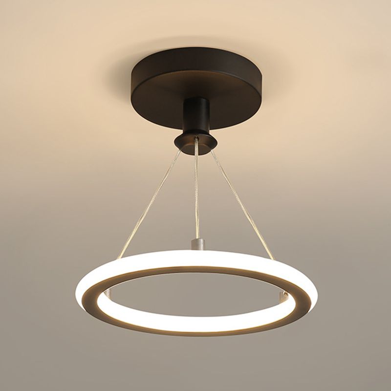 Circle Semi Flush Mount Light Metal Modern Flush Mount Ceiling Light Fixtures for Hallway