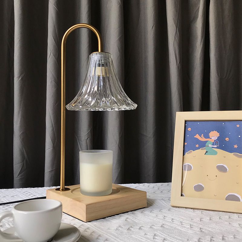 1 illuminazione da tavolo cono chiaro moderno illuminazione da tavolo in vetro per camera da letto, solo luce