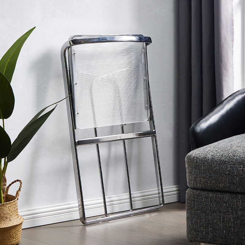 Metal Kitchen Dining Chairs Open Back Dining Side Chair in Silver