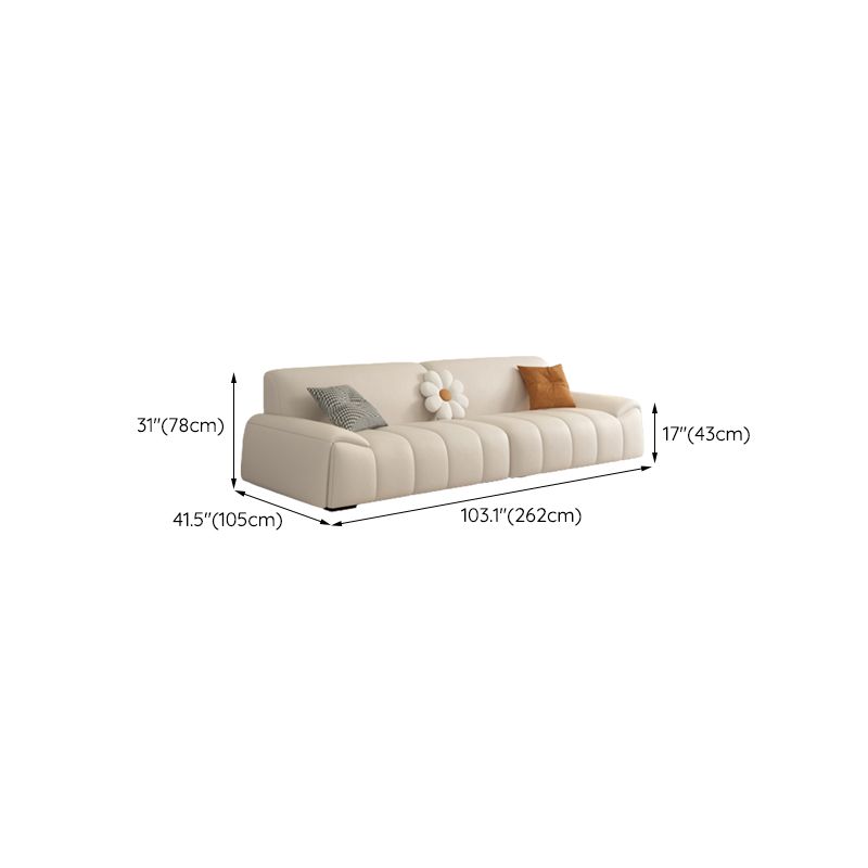 Genuine Leather Cream Sofa Modern 30.7" H Pillow Top Arm Sofa
