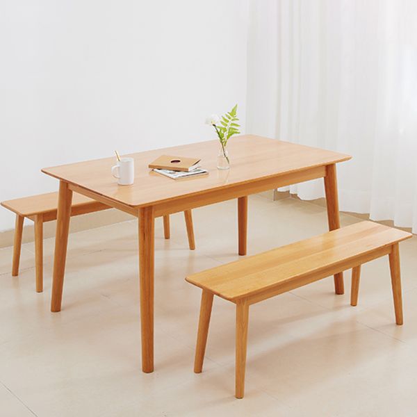Rectangle Solid Wood Dining Table Modern Beech Wood Table in Nature with 4 Legs