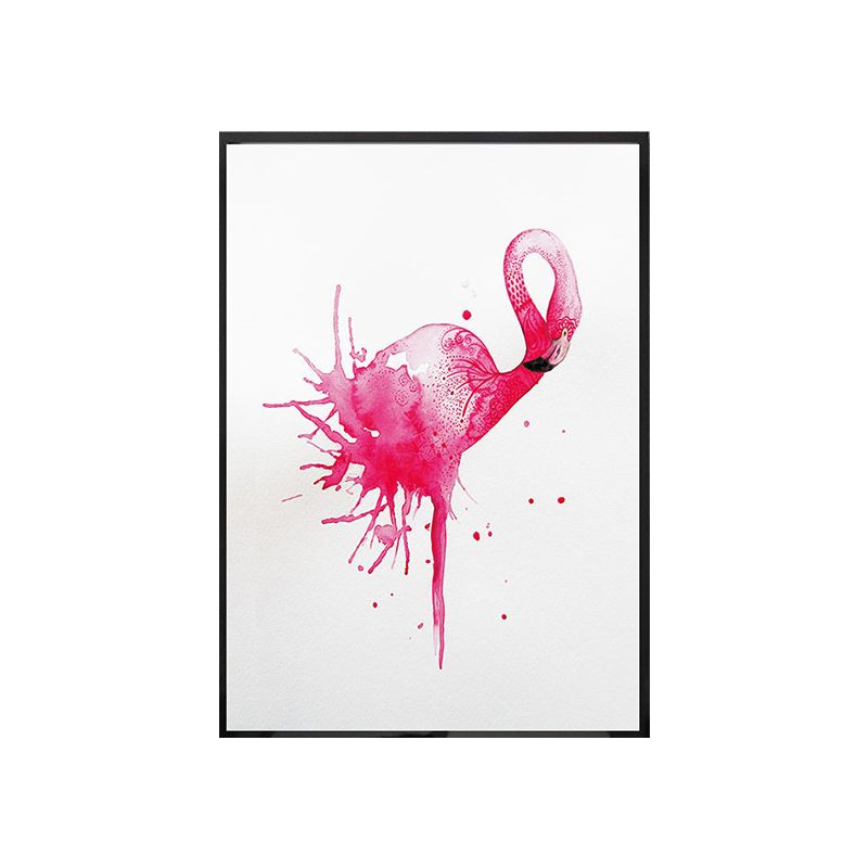 Pink Flamingo Wall Art Animal Tropical Textured Wrapped Canvas for Kids Room