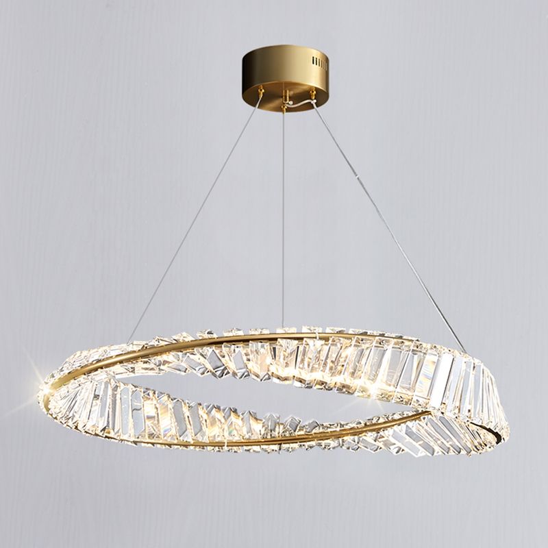 Crystal Gold Pendant Light Circle Contemporary LED Ceiling Light for Living Room