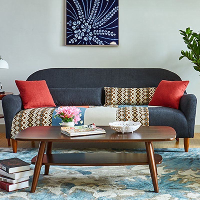 33.86" D x 31.89" H Curved Fabric 3-Seater Sofa Bohemia Style Sofa