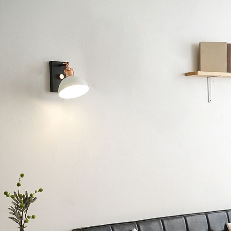 1-Light Rotatable Reading Lamp Industrial Bedside Wall Light with Bowl Metal Shade