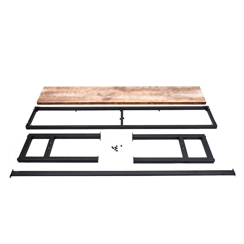 Solid Wood Bar Table Industrial Bar Dining Table with Black Trestle Base