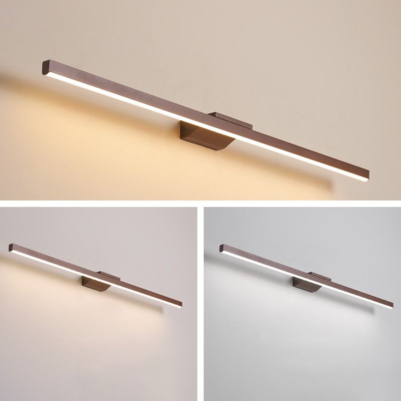 Straight Wall Sconce Lighting Simplicity Acrylic LED Bathroom Sconce Light Fixture in Coffee