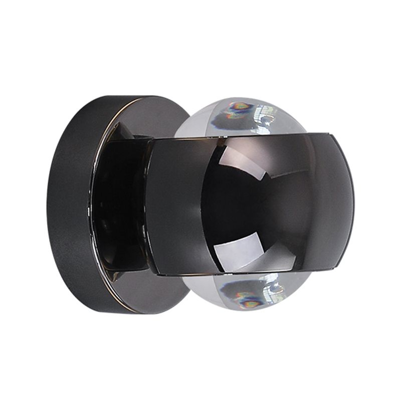 Iron and Glass Wall Light in Chrome Modernism Globe LED Wall Sconce